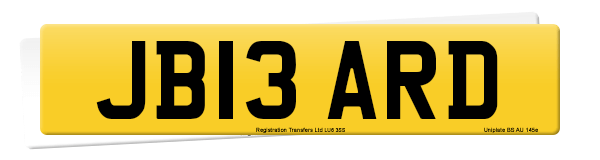 Registration number JB13 ARD